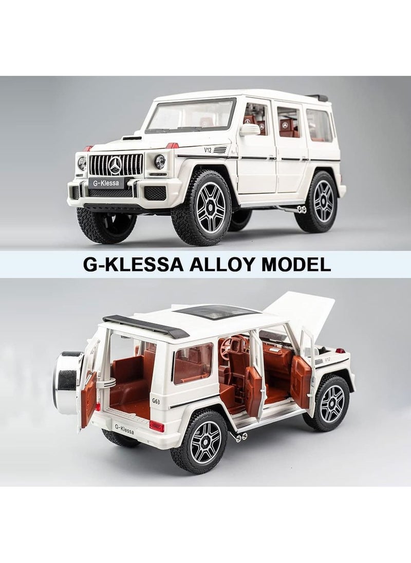 CHE ZHI - 1:24 Scale Mercedes Benz V12 G63 AMG Diecast Model Cars Zinc Alloy Pull Back Toy car with Sound and Light for Kids Boy Girl Gift White - Image 1