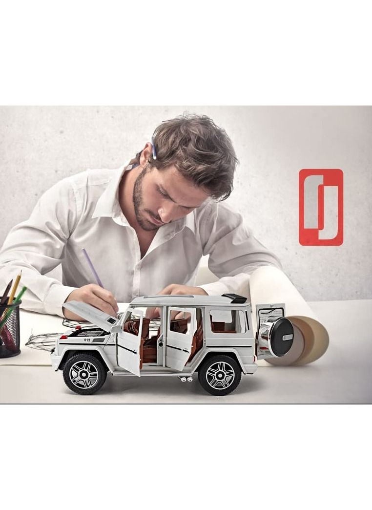 CHE ZHI - 1:24 Scale Mercedes Benz V12 G63 AMG Diecast Model Cars Zinc Alloy Pull Back Toy car with Sound and Light for Kids Boy Girl Gift White - Image 1