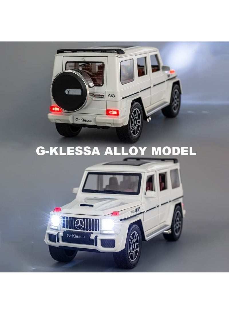 CHE ZHI - 1:24 Scale Mercedes Benz V12 G63 AMG Diecast Model Cars Zinc Alloy Pull Back Toy car with Sound and Light for Kids Boy Girl Gift White - Image 1