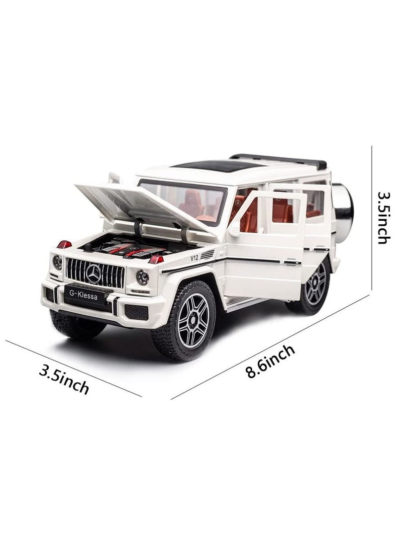CHE ZHI - 1:24 Scale Mercedes Benz V12 G63 AMG Diecast Model Cars Zinc Alloy Pull Back Toy car with Sound and Light for Kids Boy Girl Gift White - Image 1