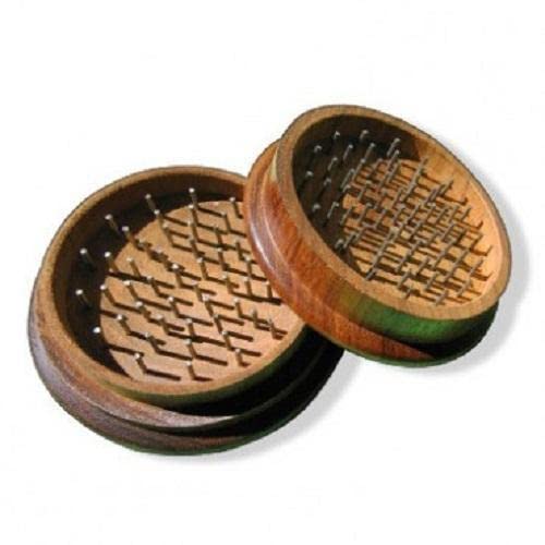 WITSOUL Herb Grinder 2 Part sheesham Wooden Herb Crusher Carved Leaf Lid Set of 1 - Image 2