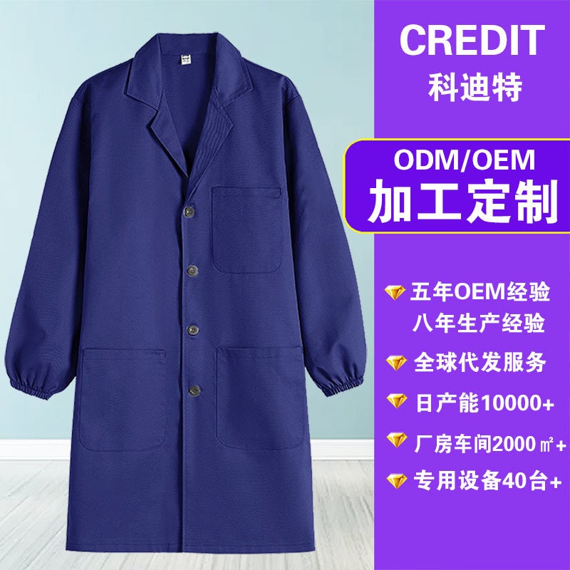Labor Protection Work Clothes Blue Long Sleeve Coat Gray Handling Tooling Printing Dustproof Wear-Resistant Logistics Workshop Clothes - Image 2