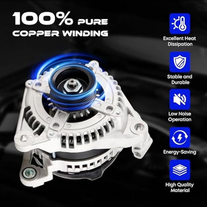 SEHNSUCHT Alternator Replacement New for Dodge Durango 2001-2006, for Jeep Commander 2006, for Jeep Grand Cherokee 2005-2006, for Jeep Liberty 2003-2006 3.7L, High Output Alternator Replace for 56029914AA - Image 3