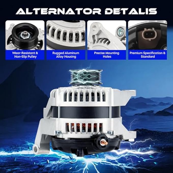 SEHNSUCHT Alternator Replacement New for Dodge Durango 2001-2006, for Jeep Commander 2006, for Jeep Grand Cherokee 2005-2006, for Jeep Liberty 2003-2006 3.7L, High Output Alternator Replace for 56029914AA - Image 2