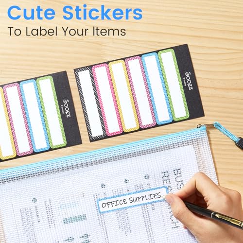 Sooez 24 Pack Mesh Zipper Pouch with Sticky Labels, A4 Mesh Bags for Board Game Puzzles Organization Storage, Durable Letter Size File Folders Organizer for Teacher School Classroom Office Supplies - Image 3