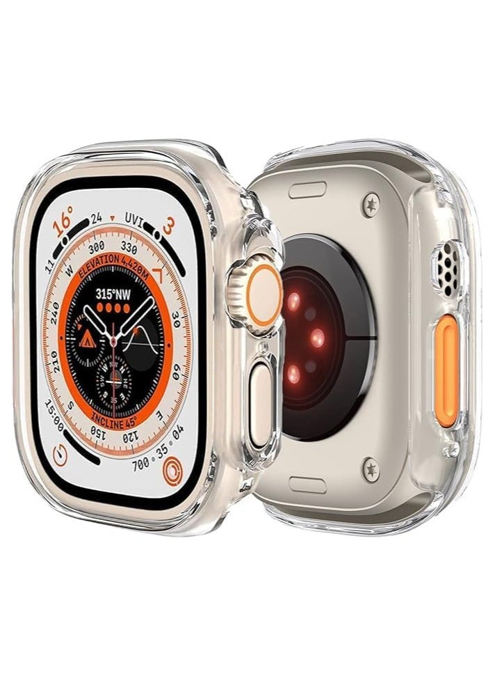 ELMO3EZZ with Apple Watch Ultra 49mm Tpu  Case Cover Resistant Impact Shockproof Protective All-Around Edge Protective Tpu Hard Bumper Cover Face for Apple Watch Ultra 49mm (Clear) - Image 1