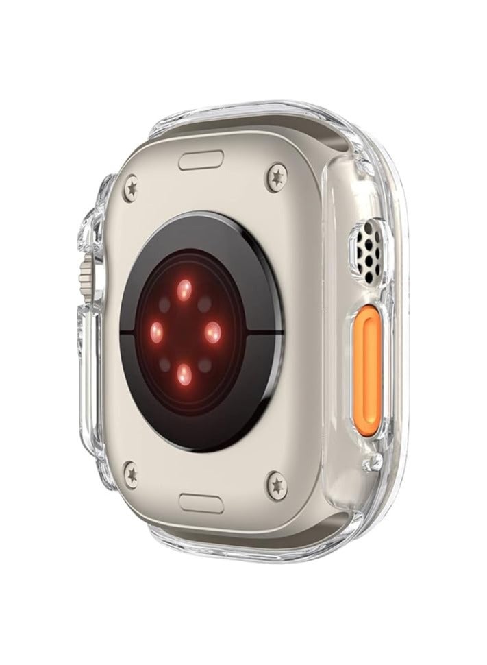 ELMO3EZZ with Apple Watch Ultra 49mm Tpu  Case Cover Resistant Impact Shockproof Protective All-Around Edge Protective Tpu Hard Bumper Cover Face for Apple Watch Ultra 49mm (Clear) - Image 2