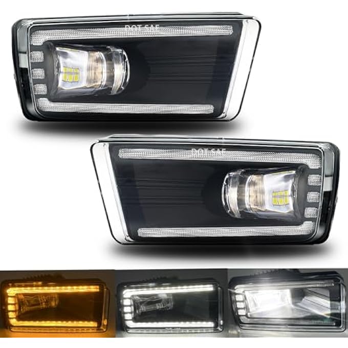 BOXLIGHT LedDrl Fog Lights For 20072015 Chevy Silverado Suburban AvalancheTahoeGmc Sierra 1500 2500Hd 3500Hd  20102014 Yukon  20072008 Cadillac Escalade Front Bumper Driving Fog Lamps A Pair - Image 1