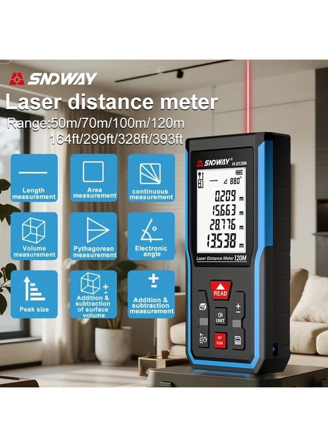 SNDWAY 120m Laser Distance Meter Self Calibrating Laser Level With Backlit Screen - Image 4