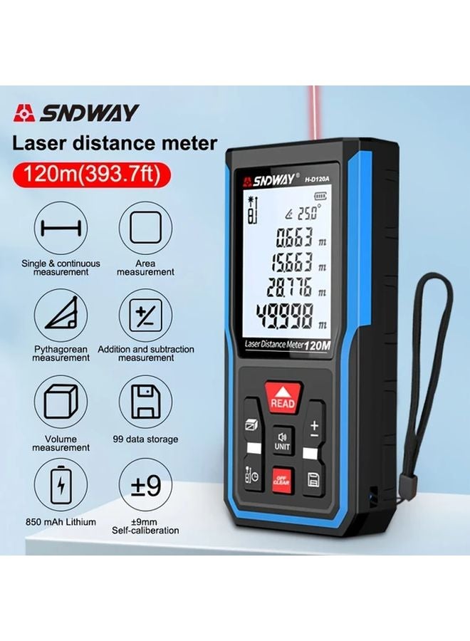SNDWAY 120m Laser Distance Meter Self Calibrating Laser Level With Backlit Screen - Image 1