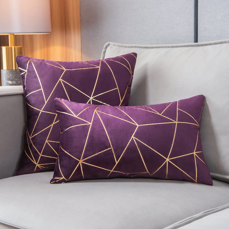 YONGLIU YONGLIU Throw Pillow Covers Velvet Decorative 2 Packs Ultra-Soft Cushion Case for Christmas Sofa Bedroom Car Living Room (Shadow Purple  20""X20"")  - Image 4