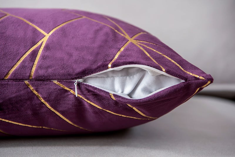 YONGLIU YONGLIU Throw Pillow Covers Velvet Decorative 2 Packs Ultra-Soft Cushion Case for Christmas Sofa Bedroom Car Living Room (Shadow Purple  20""X20"")  - Image 5