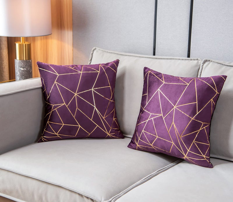 YONGLIU YONGLIU Throw Pillow Covers Velvet Decorative 2 Packs Ultra-Soft Cushion Case for Christmas Sofa Bedroom Car Living Room (Shadow Purple  20""X20"")  - Image 3