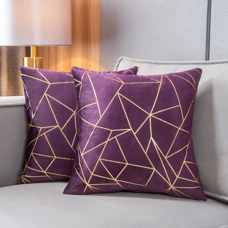 YONGLIU YONGLIU Throw Pillow Covers Velvet Decorative 2 Packs Ultra-Soft Cushion Case for Christmas Sofa Bedroom Car Living Room (Shadow Purple  20""X20"")  - Image 1