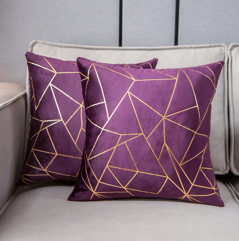 YONGLIU YONGLIU Throw Pillow Covers Velvet Decorative 2 Packs Ultra-Soft Cushion Case for Christmas Sofa Bedroom Car Living Room (Shadow Purple  20""X20"")  - Image 2