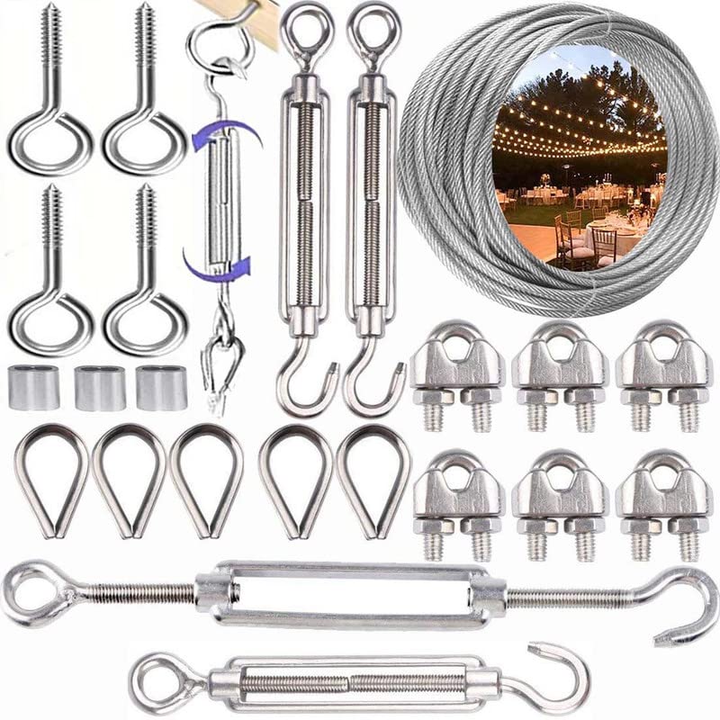 DIY Crafts 1 Kit 12x1 Stainless Steel Kit Wire Rope Globe String Lights Hanging Kit Cable Railing Aircraft Picture Hanging Include 10mtr Transparent Vinyl Coat1 Kit 12x1 Stainless Steel Kit - Image 1
