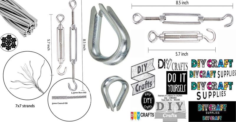 DIY Crafts 1 Kit 12x1 Stainless Steel Kit Wire Rope Globe String Lights Hanging Kit Cable Railing Aircraft Picture Hanging Include 10mtr Transparent Vinyl Coat1 Kit 12x1 Stainless Steel Kit - Image 4