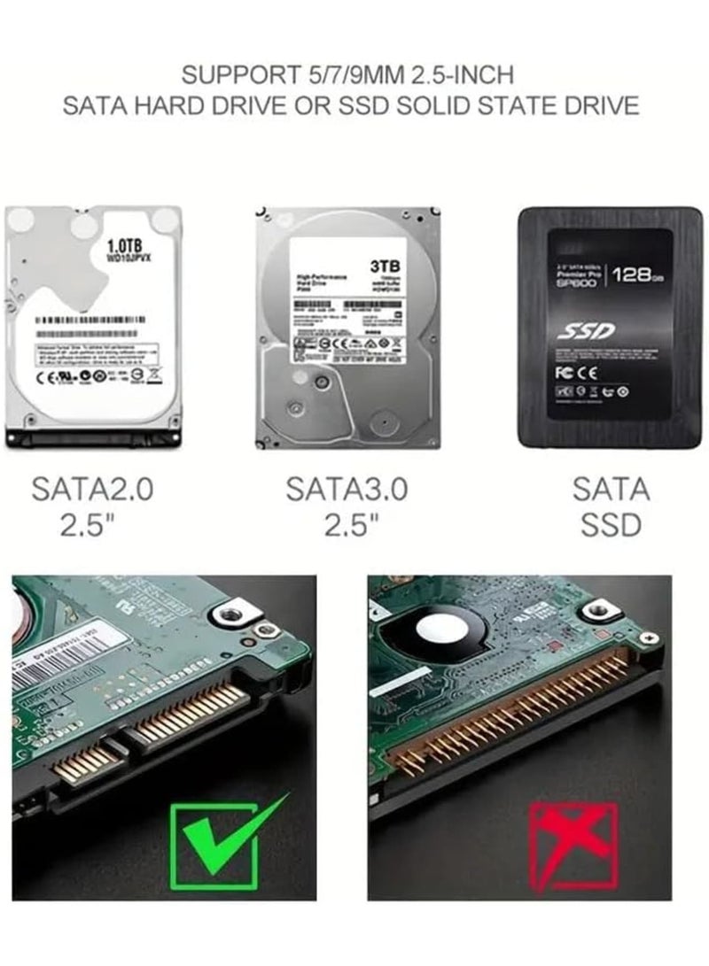 Barakah كابل محول SATA إلى USB 3.2/3.1/3.0 لنقل بيانات SSD HDD بحجم 2.5 بوصة، محول قرص صلب Type-C مع شاشة LCD لعرض السرعة للنسخ الاحتياطي على اللابتوب والكمبيوتر المكتبي (أسود) - Image 5