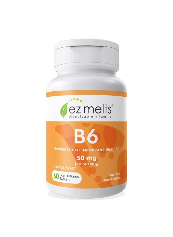 EZ Melts Dissolvable Vitamin B6 50 mg, Sugar-Free, 1-Month Supply - Image 1