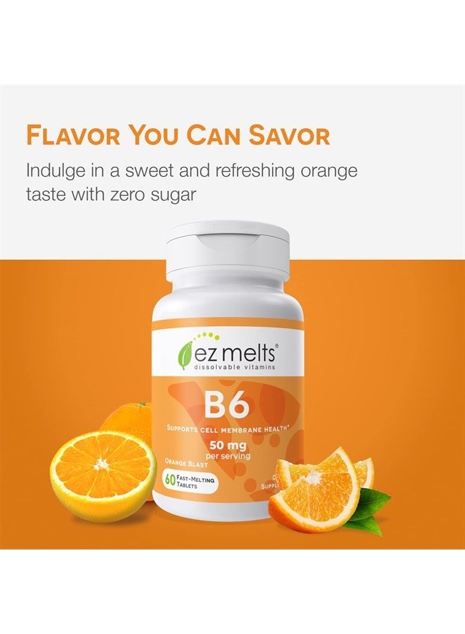 EZ Melts Dissolvable Vitamin B6 50 mg, Sugar-Free, 1-Month Supply - Image 5