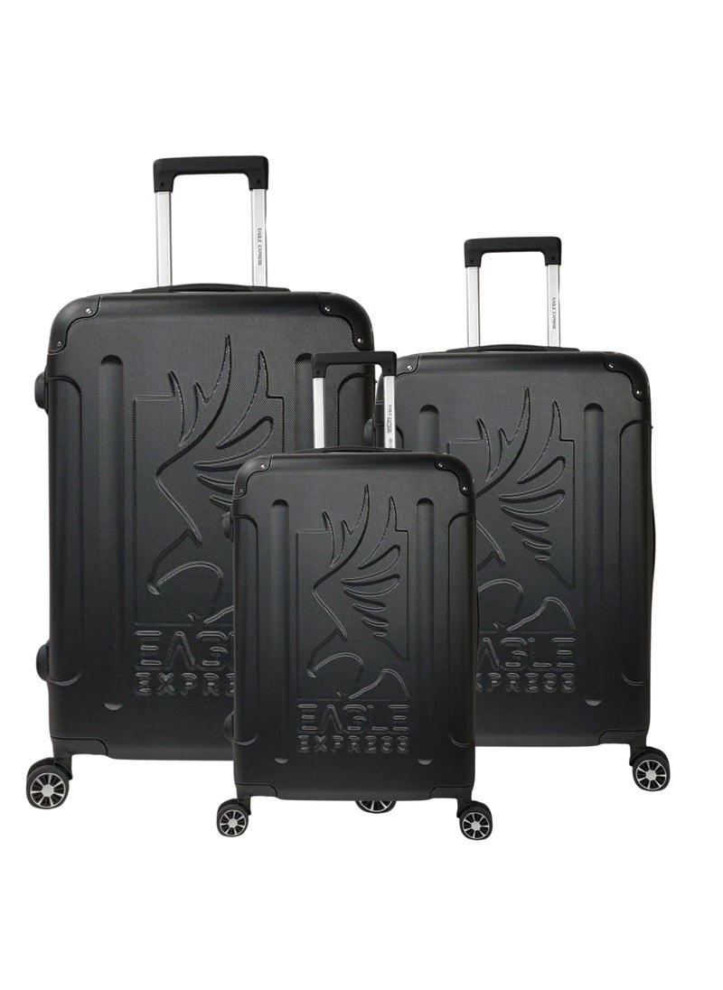 Eagle Express PROTECTOR ABS HARD TROLLEY 20,24,28 inch 3 Piece Set BLACK  - Image 1