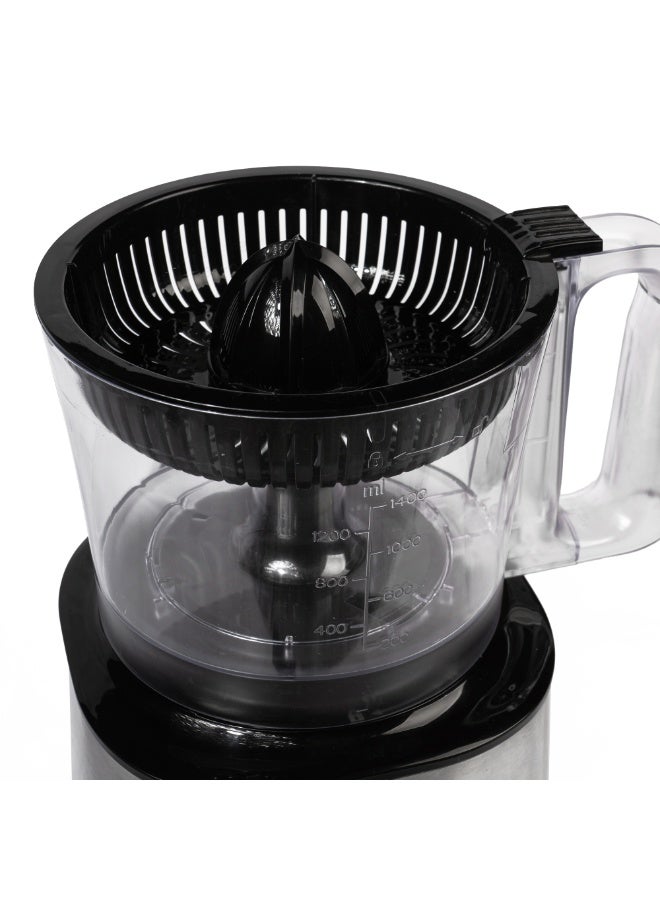 ميدياتيك الشيف هو محضر طعام متعدد الوظائف مع قوة تيربو، 1200 واط، وعاء بسعة 2.1 لتر، وخلاط بسعة 1.5 لتر لتحضير سريع وسهل. يأتي مع شفرة S، وأقراص للتقطيع والتقطيع المبشور والبشر، وطاحونة، وكوب عصارة حمضيات، وشفرة للعجن، وأقراص للخفق، وغطاء بأمان. - FP999 - Image 5