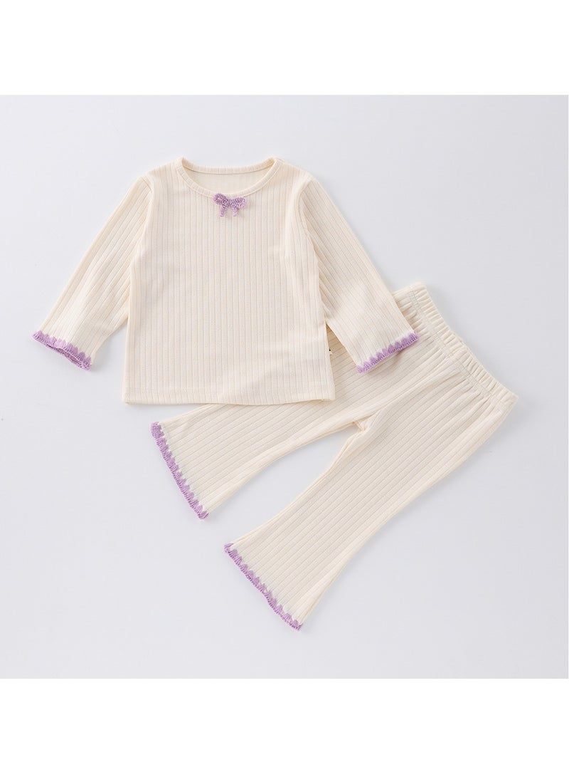 Yangqi Baby Bottom Home Clothes Split Bottom Shirt Bellbottom Pants Two Piece Set - Image 1