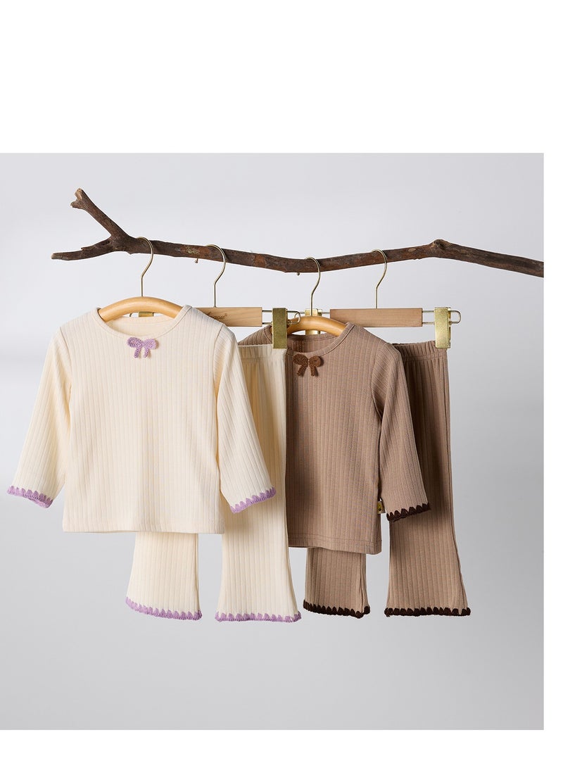 Yangqi Baby Bottom Home Clothes Split Bottom Shirt Bellbottom Pants Two Piece Set - Image 3