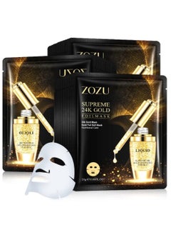 Zozu 10 Pcs Supreme 24k Gold Facial Mask Hydrating Moisturizing Nourishing Smooth Gold Foil Soft Face Mask Sheet Skincare Anti Aging Facial Sheet for Women and Men for All Skin Types  - Image 2