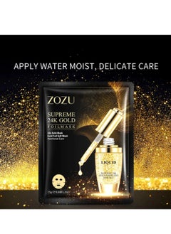 Zozu 10 Pcs Supreme 24k Gold Facial Mask Hydrating Moisturizing Nourishing Smooth Gold Foil Soft Face Mask Sheet Skincare Anti Aging Facial Sheet for Women and Men for All Skin Types  - Image 3