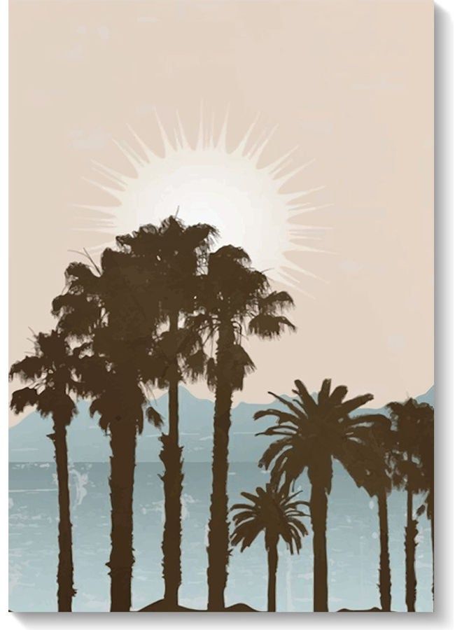 RYN لوحة جدارية بتصميم شروق الشمس بيج/أزرق/أسود 40x60 سم - Image 1