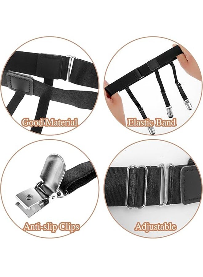 Mens Shirt Stays Holder Garters Adjustable Elastic Shirt Stays Holder Garter with Non-slip Locking Clamps for Men and Women Dress - Image 2