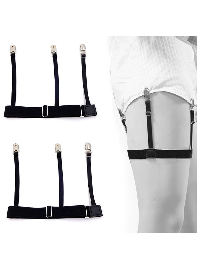 Mens Shirt Stays Holder Garters Adjustable Elastic Shirt Stays Holder Garter with Non-slip Locking Clamps for Men and Women Dress - Image 1
