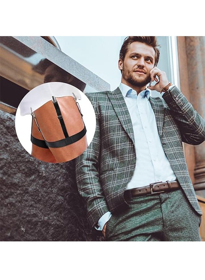 Mens Shirt Stays Holder Garters Adjustable Elastic Shirt Stays Holder Garter with Non-slip Locking Clamps for Men and Women Dress - Image 3