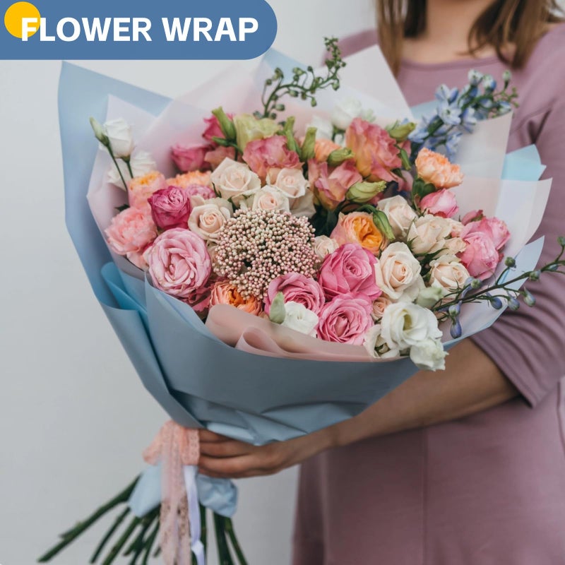 Donyang Light Blue Easter Wrapping Paper 15"x450", Blue Kraft Paper Roll for Baby Shower, Wedding, Fatherâ€™s Day, Birthday, Bouquet Flower Gift Wrap, Solid Color Blue Craft Paper Bulletin Board Paper - Image 4