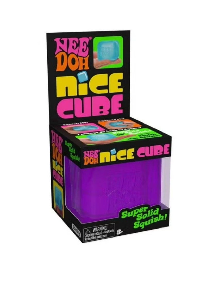 Schylling Nee Doh Nice Cube Squish Toy, ages 3+ (purple), 1ct - Image 1