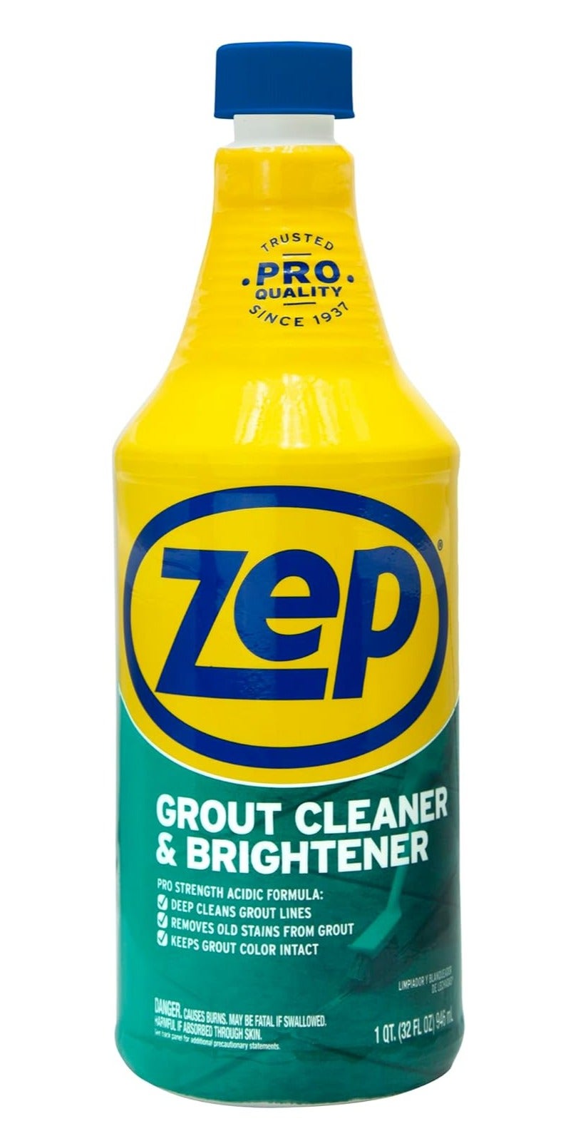 Zep Grout Cleaner & Brightener 32oz Professional Tile Cleaner Acidic Formula | Deep Cleans Grout Lines, Removes Tough Stains, Restores Tile Shine | Bathroom, Kitchen Floor & Shower Grout Cleaner