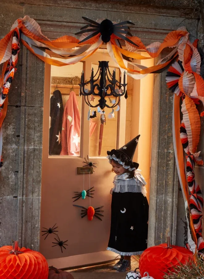 Meri Meri Black & Orange Stripe Honeycomb Garland