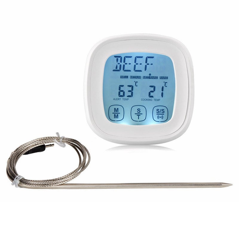 Meat Thermometer Waterproof Probe Touch Screen & Large Lcd Digital Display - Preset Temperature Alert Meat Thermometer for Home Kitchen & Outdoor Grilling - Image 1