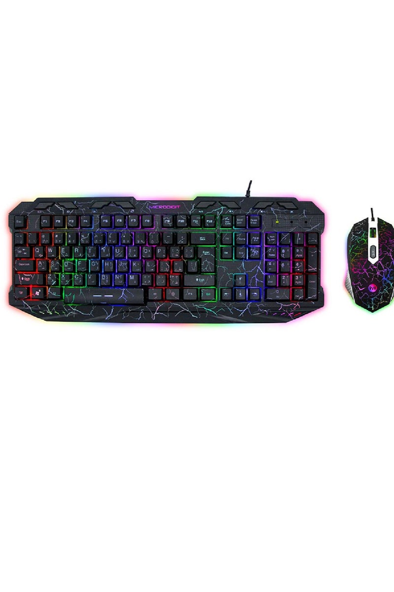 ميكرو ديجيت مجموعة ألعاب رايدر4 في 1 تتضمن لوحة مفاتيح ألعاب مضيئة وماوس ألعاب مع سماعة ألعاب سلكية مع صوت محيطي وميكروفون واضح ولوحة ماوس ناعمة وقوية - Image 2