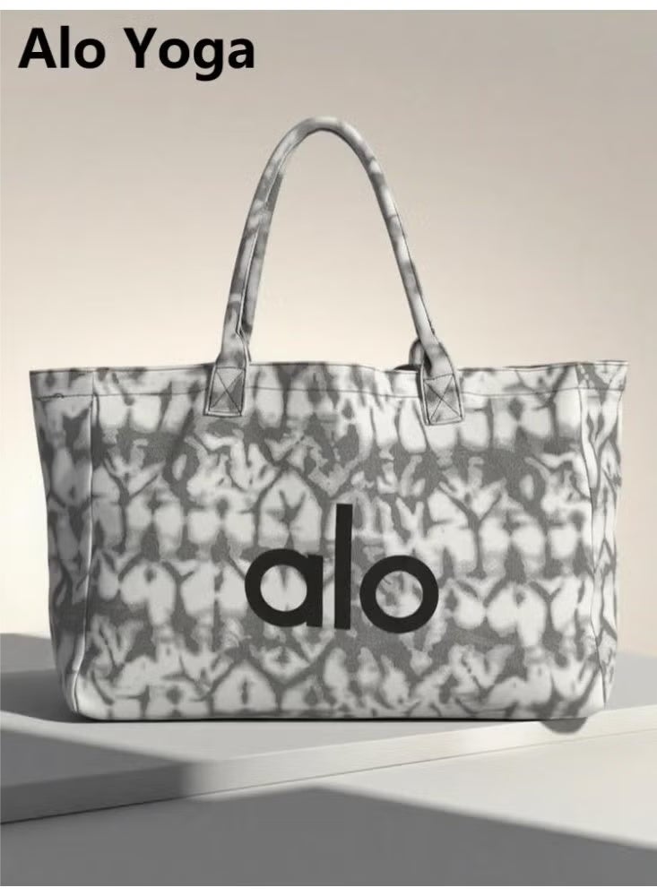 Alo Yoga Bag, Single-shoulder Canvas Bag for both Men and Women, Large-capacity Shopping bag, Sports and Fitness Bag - Gray - Image 1