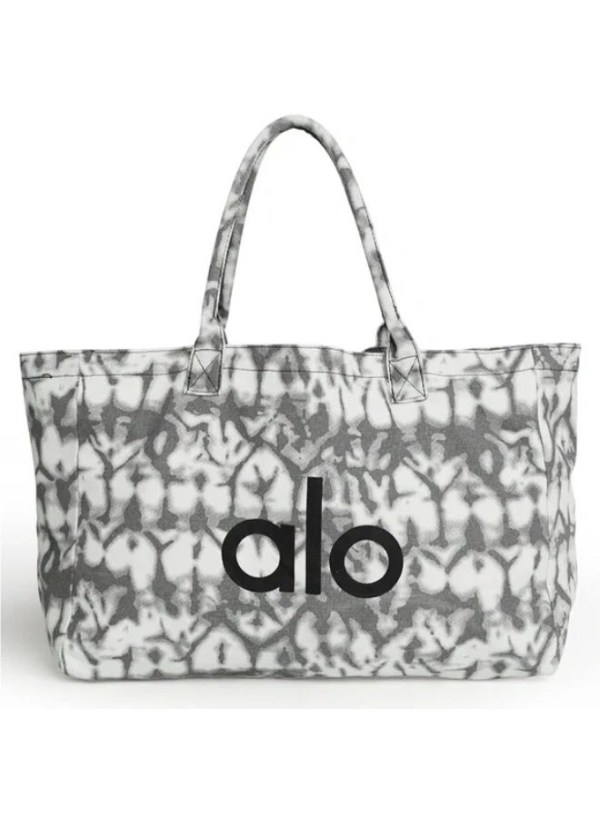 Alo Yoga Bag, Single-shoulder Canvas Bag for both Men and Women, Large-capacity Shopping bag, Sports and Fitness Bag - Gray - Image 2