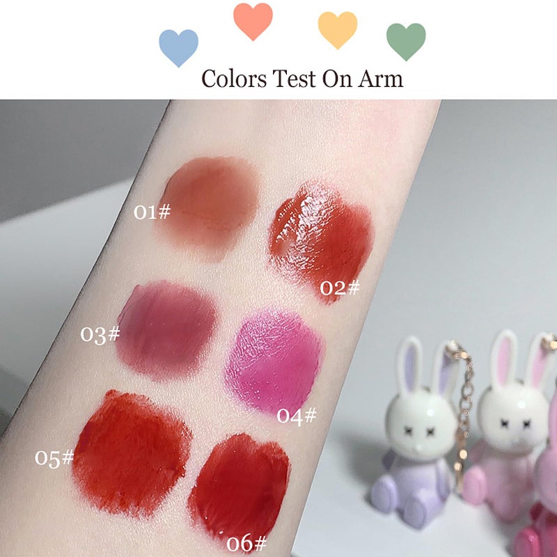 DENESTUP 6pcs Bunny Rabbit Lip Gloss Liquid Lipsticks Set,Moisturizing Hydrating Lip Glow Oil Shine Lip Plumping Glass Waterproof Finish Party Gift for Women - Image 3