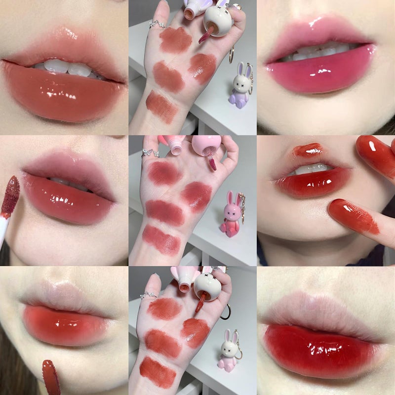 DENESTUP 6pcs Bunny Rabbit Lip Gloss Liquid Lipsticks Set,Moisturizing Hydrating Lip Glow Oil Shine Lip Plumping Glass Waterproof Finish Party Gift for Women - Image 4