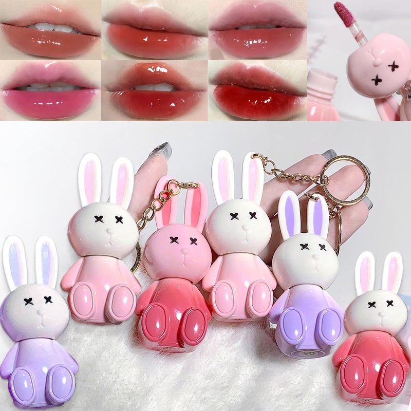 DENESTUP 6pcs Bunny Rabbit Lip Gloss Liquid Lipsticks Set,Moisturizing Hydrating Lip Glow Oil Shine Lip Plumping Glass Waterproof Finish Party Gift for Women - Image 1