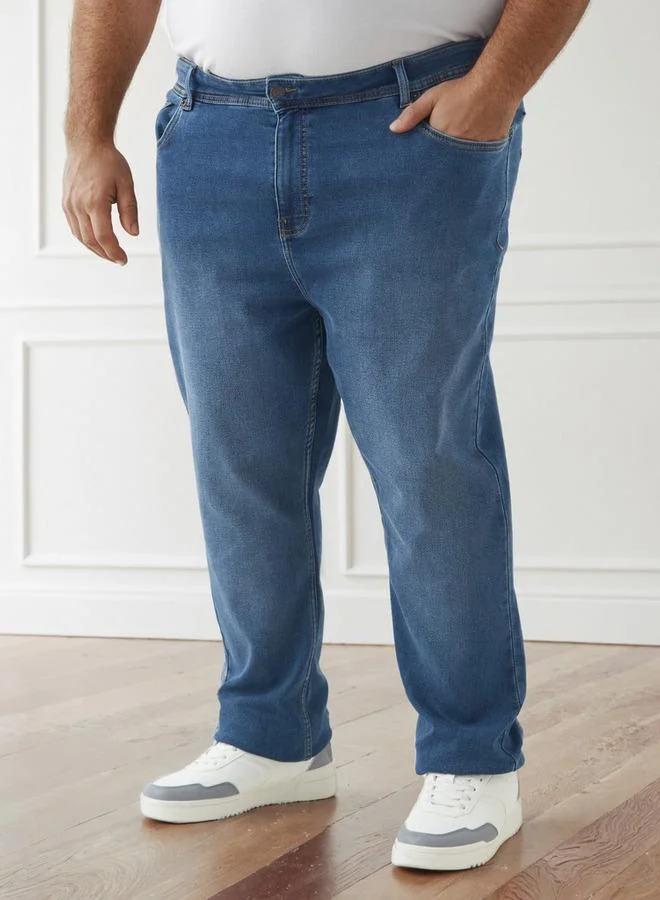 Men Regular Fit Flexi Waist Pocket Jeans