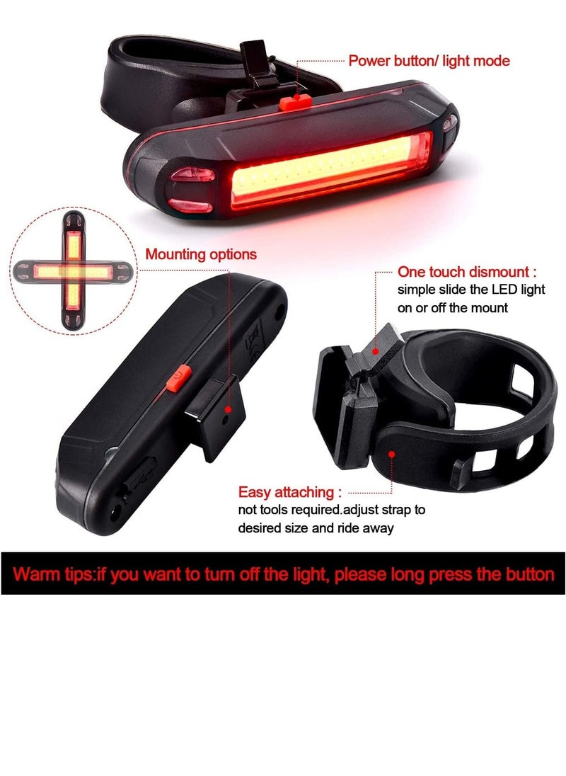 2Pack Bike Rear Tail Light USB Rechargeable Bicycle Taillight Ultra Bright Bicycle LED Safety Light Waterproof Cycling Taillight 5 Light Modes