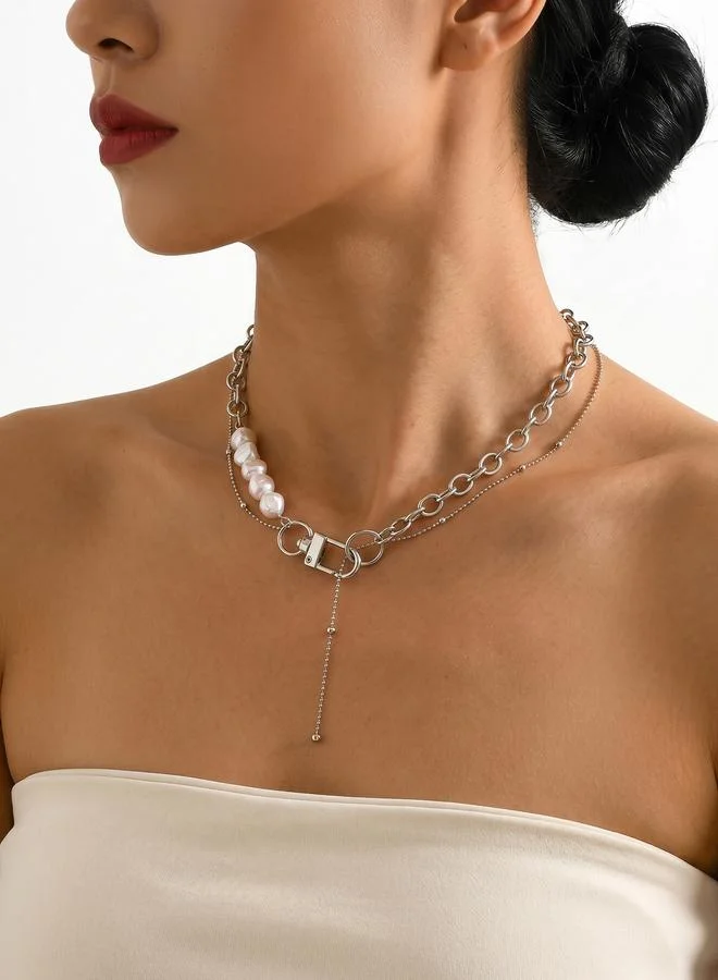 تايك تو Faux Pearl Link Chain Necklace