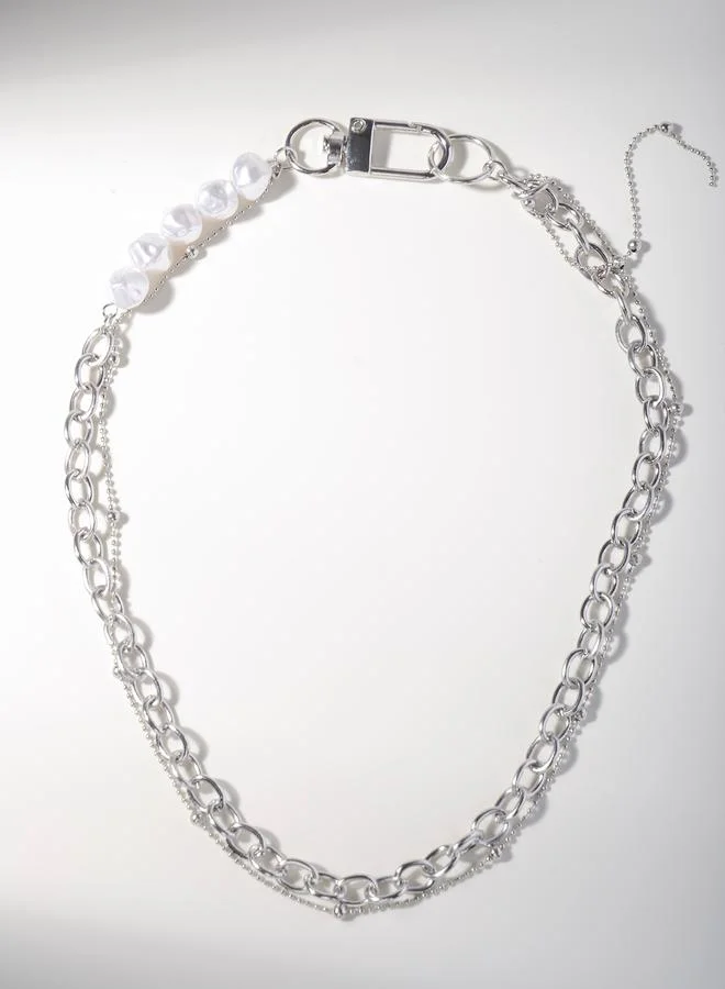 تايك تو Faux Pearl Link Chain Necklace