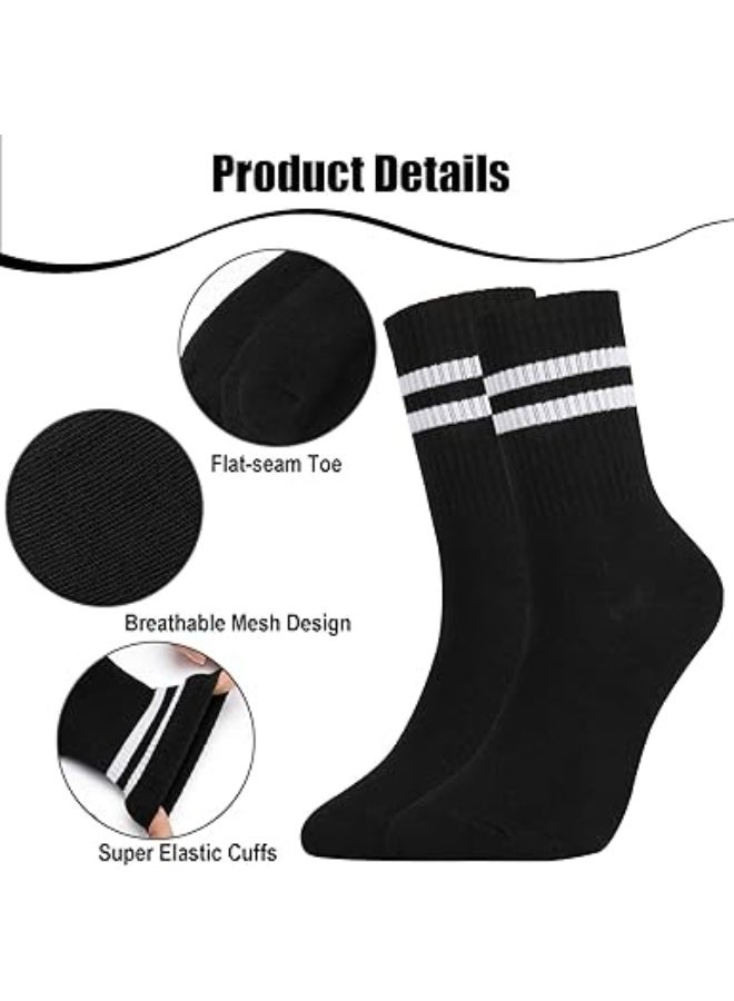 سونسر جوارب برقبة مستديرة ، جوارب عتيقة برقبة مستديرة ، جوارب رقبة مستديرة مخططة مخططة ، جوارب جري عتيقة ، جوارب ربع مخططة من القطن ، جوارب ربعية مخططة من القطن المبطن ، 3 أزواج عالمية للرجال والنساء مقاس واحد يناسب الجميع (أسود / رمادي / أبيض) - Image 3